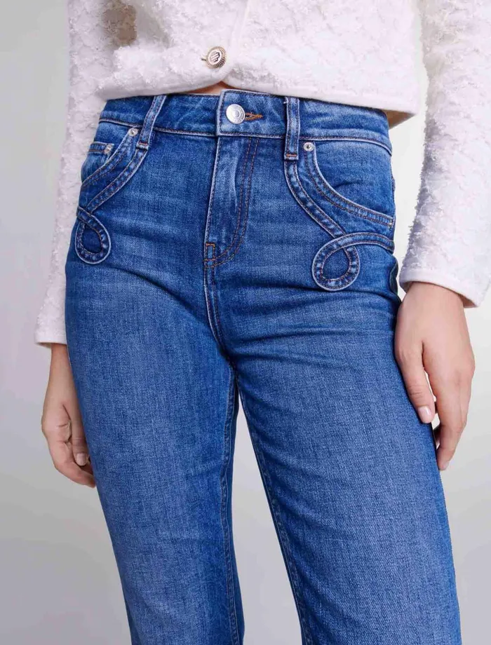 Pants and Jeans Women Maje Embroidered Flared Jeans Blue
