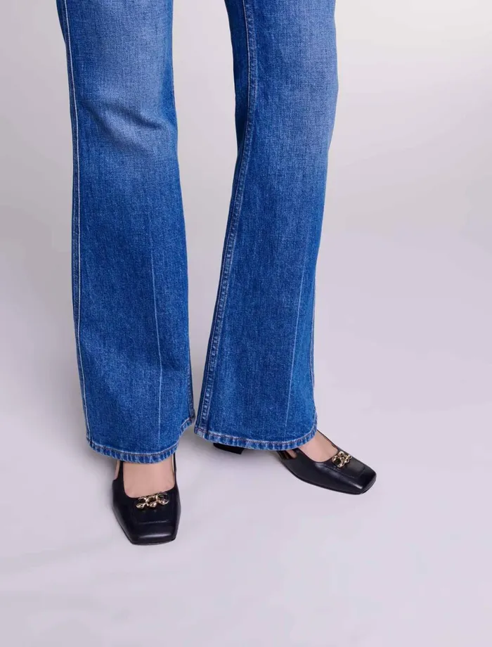 Pants and Jeans Women Maje Embroidered Flared Jeans Blue
