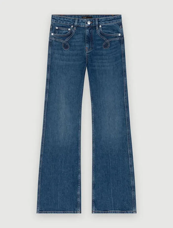 Pants and Jeans Women Maje Embroidered Flared Jeans Blue