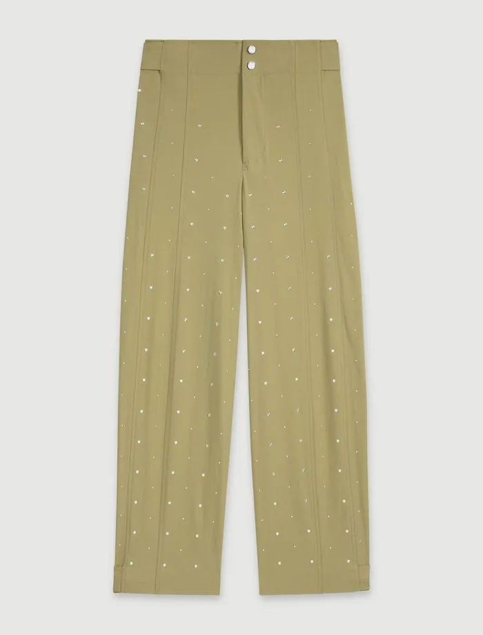 Pants and Jeans Women Maje Studded Baggy Trousers Khaki