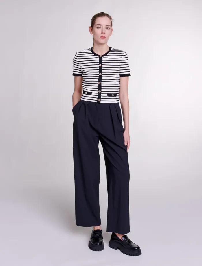 Pants and Jeans Women Maje WideLeg Trousers With Belt Black