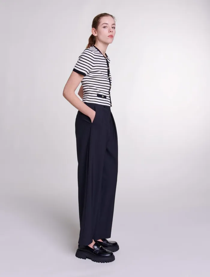 Pants and Jeans Women Maje WideLeg Trousers With Belt Black