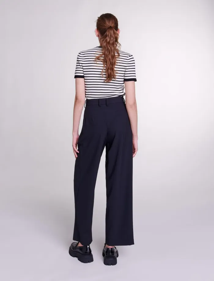 Pants and Jeans Women Maje WideLeg Trousers With Belt Black