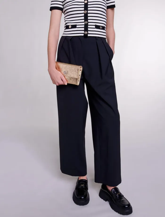 Pants and Jeans Women Maje WideLeg Trousers With Belt Black