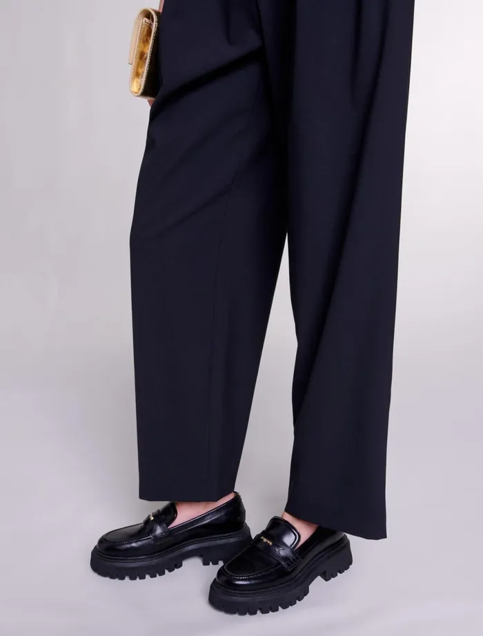 Pants and Jeans Women Maje WideLeg Trousers With Belt Black