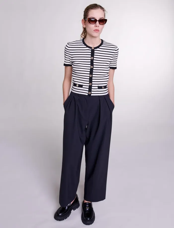 Pants and Jeans Women Maje WideLeg Trousers With Belt Black