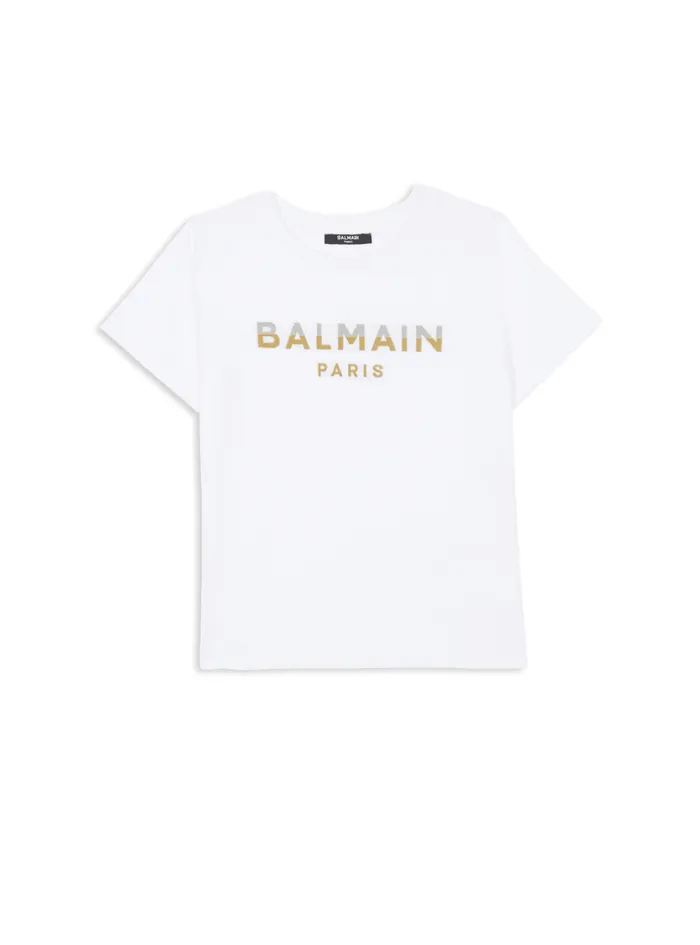 Paris Metal Tshirt White Kids Balmain