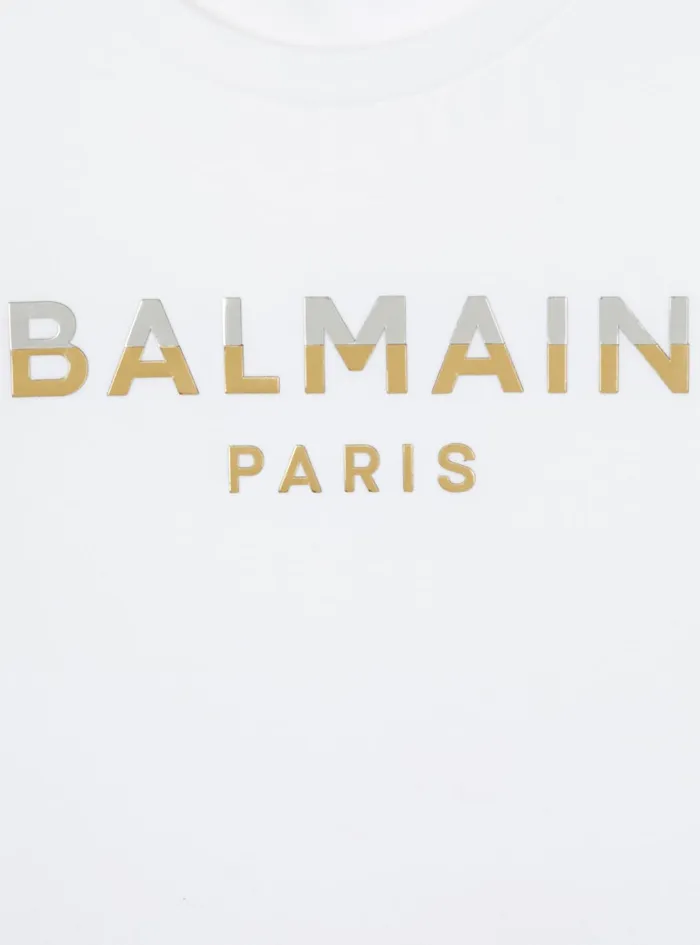 Paris Metal Tshirt White Kids Balmain