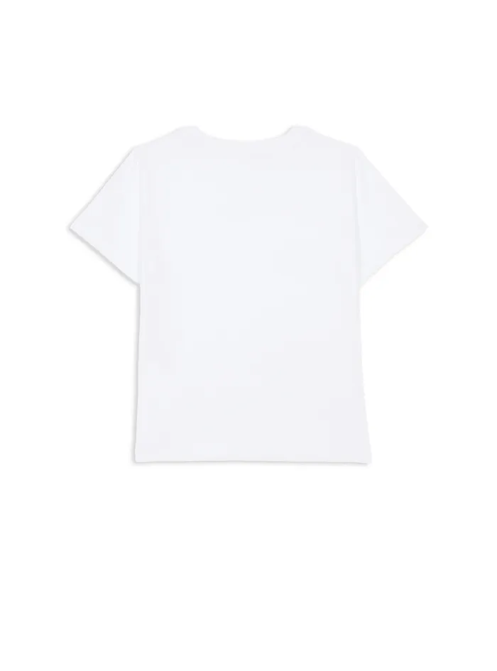 Paris Metal Tshirt White Kids Balmain