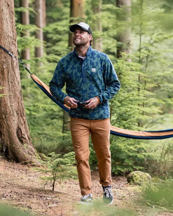 Passenger Clothing Adrift Recycled Polar Fleece Oak Patch Deep Ocean Men Fleece