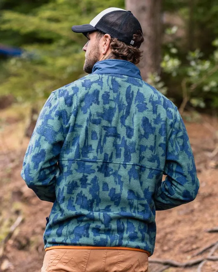 Passenger Clothing Adrift Recycled Polar Fleece Oak Patch Deep Ocean Men Fleece