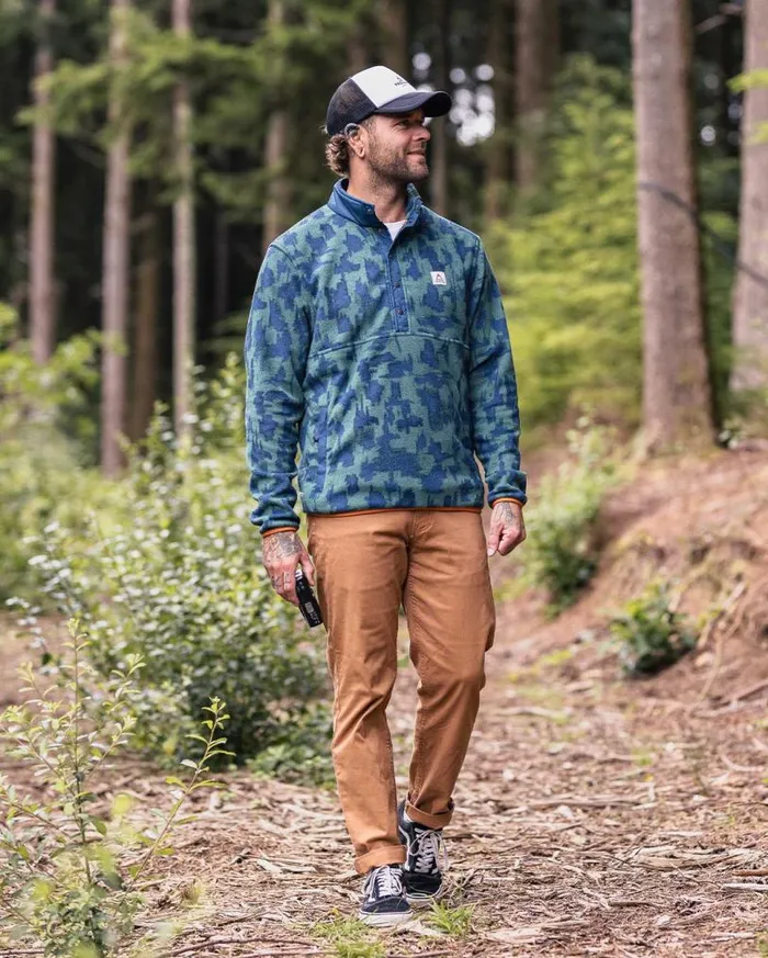 Passenger Clothing Adrift Recycled Polar Fleece Oak Patch Deep Ocean Men Fleece