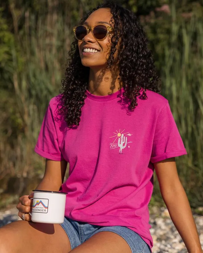 Passenger Clothing Arabica Recycled Cotton Oversized TShirt Fuchsia Women Tops and TShirts
