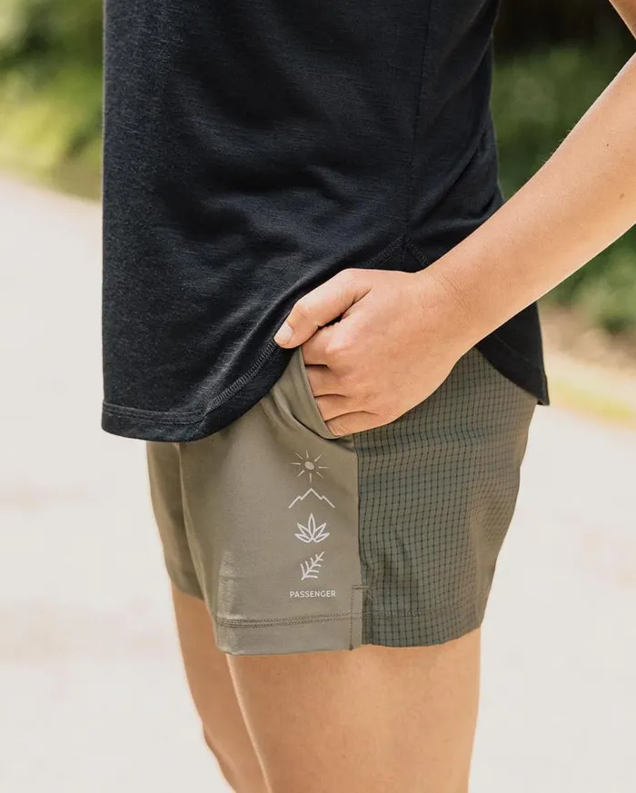 Passenger Clothing Byway Active Recycled Short Dusty Olive Women Activewear