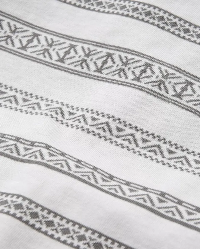 Passenger Clothing Crackle Organic Relaxed Fit LS TShirt White Fairisle Stripe Men TShirts and Vests