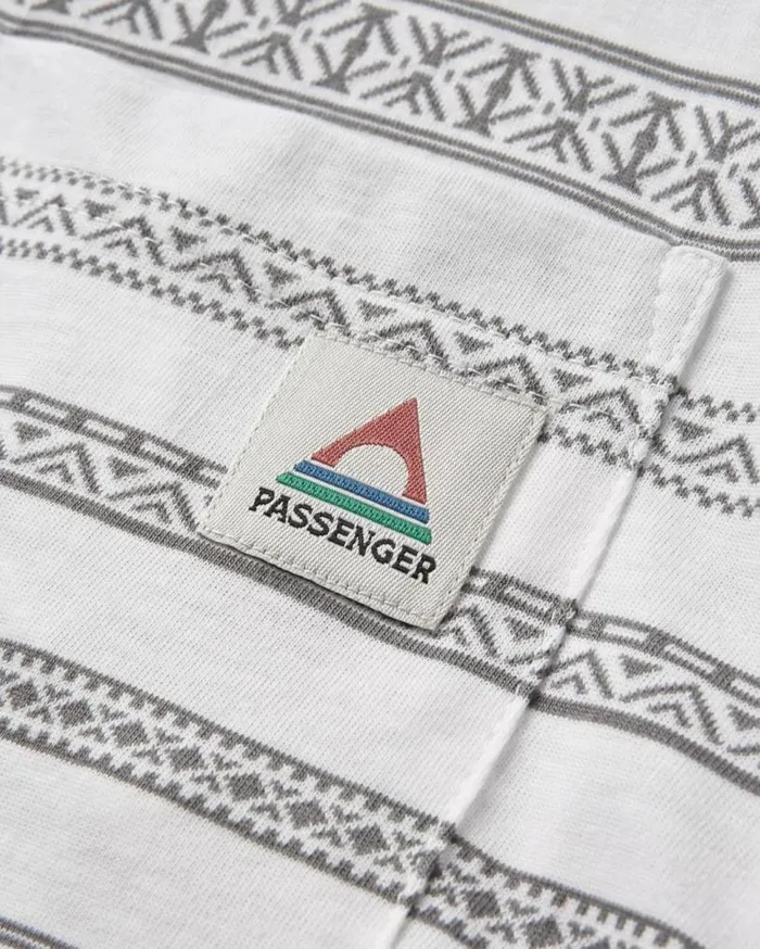 Passenger Clothing Crackle Organic Relaxed Fit LS TShirt White Fairisle Stripe Men TShirts and Vests