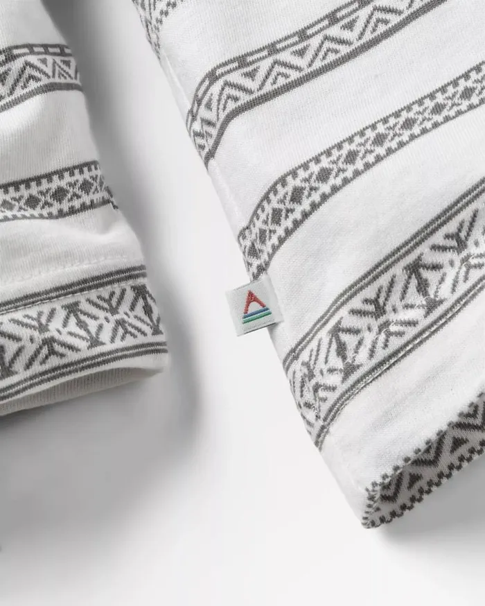 Passenger Clothing Crackle Organic Relaxed Fit LS TShirt White Fairisle Stripe Men TShirts and Vests