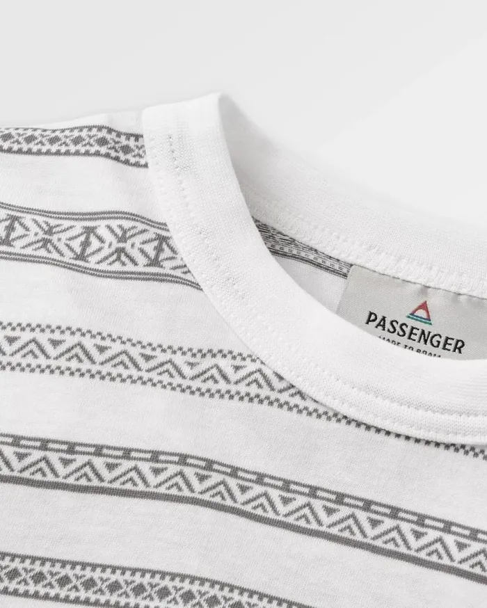 Passenger Clothing Crackle Organic Relaxed Fit LS TShirt White Fairisle Stripe Men TShirts and Vests