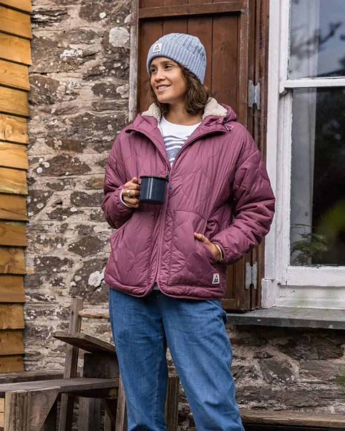 Passenger Clothing Earthy Recycled Sherpa Lined Insulated Jacket Crushed Berry Women Jackets