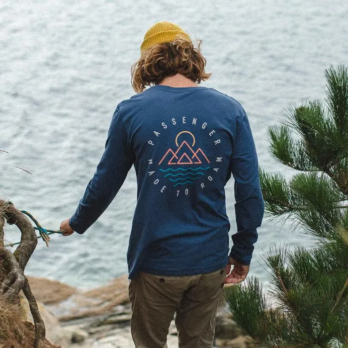 Passenger Clothing Escapism Recycled LS TShirt Dark Denim Men TShirts and Vests