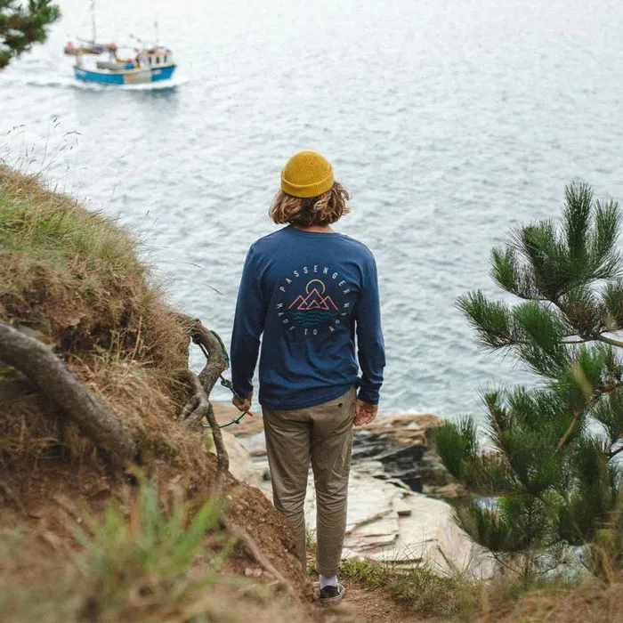 Passenger Clothing Escapism Recycled LS TShirt Dark Denim Men TShirts and Vests