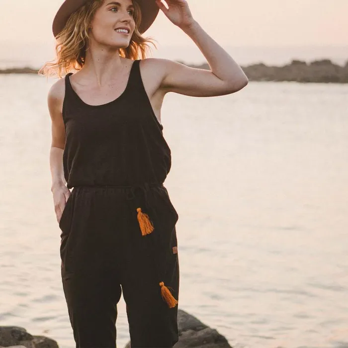 Passenger Clothing Eva Recycled Jumpsuit Black Women Dungarees and Trousers
