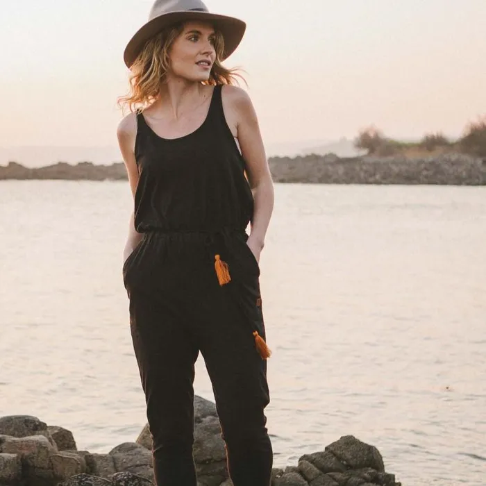Passenger Clothing Eva Recycled Jumpsuit Black Women Dungarees and Trousers