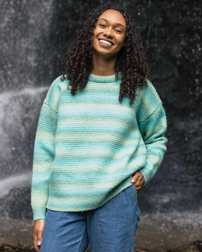Passenger Clothing Fika Recycled Knitted Jumper Sea Blue Dip Women Knitwear