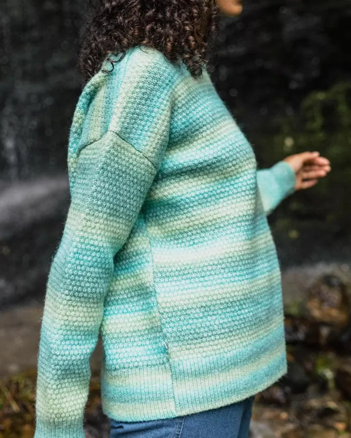 Passenger Clothing Fika Recycled Knitted Jumper Sea Blue Dip Women Knitwear