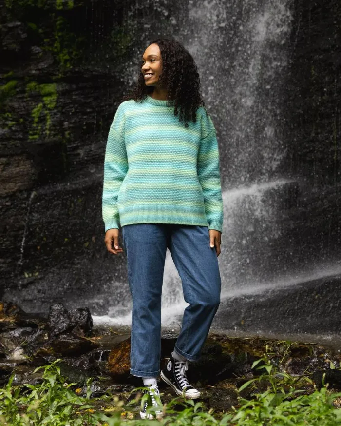Passenger Clothing Fika Recycled Knitted Jumper Sea Blue Dip Women Knitwear