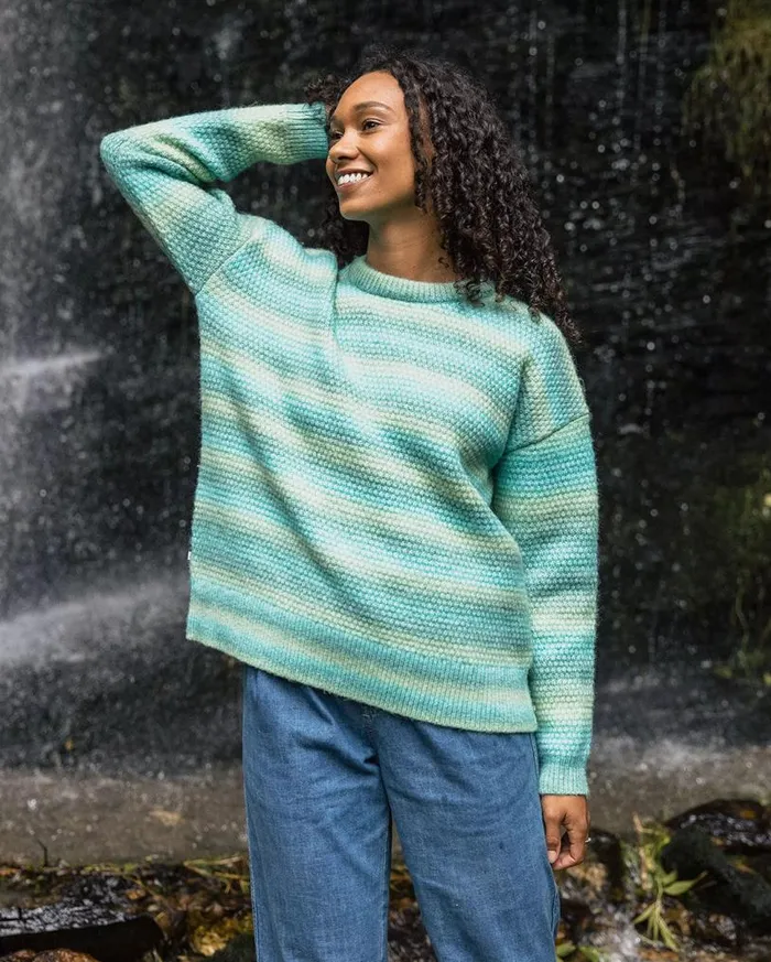 Passenger Clothing Fika Recycled Knitted Jumper Sea Blue Dip Women Knitwear