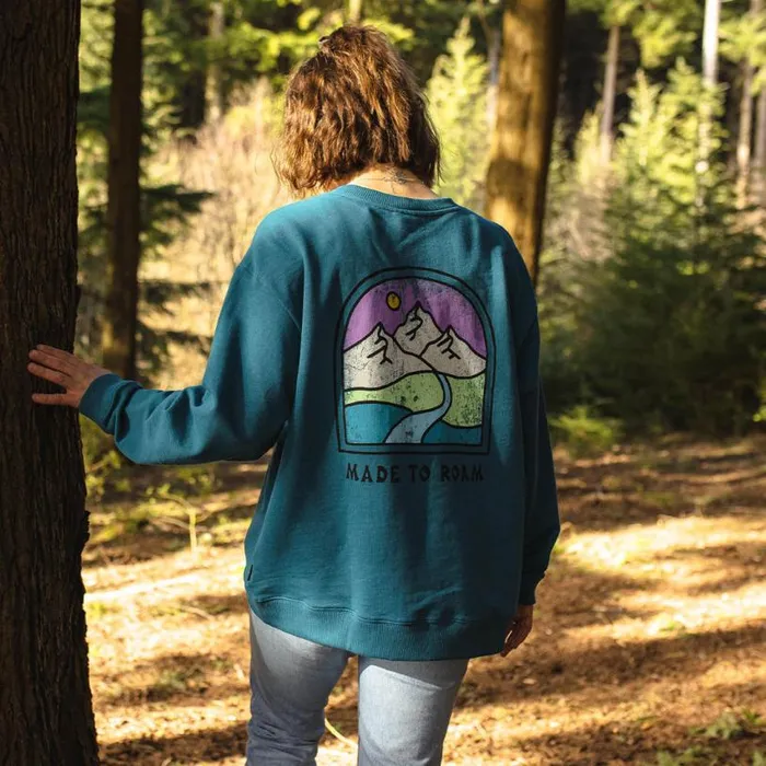 Passenger Clothing Friday Collective Recycled Cotton Oversized Sweatshirt Blue Coral Women Hoodies and Sweatshirts