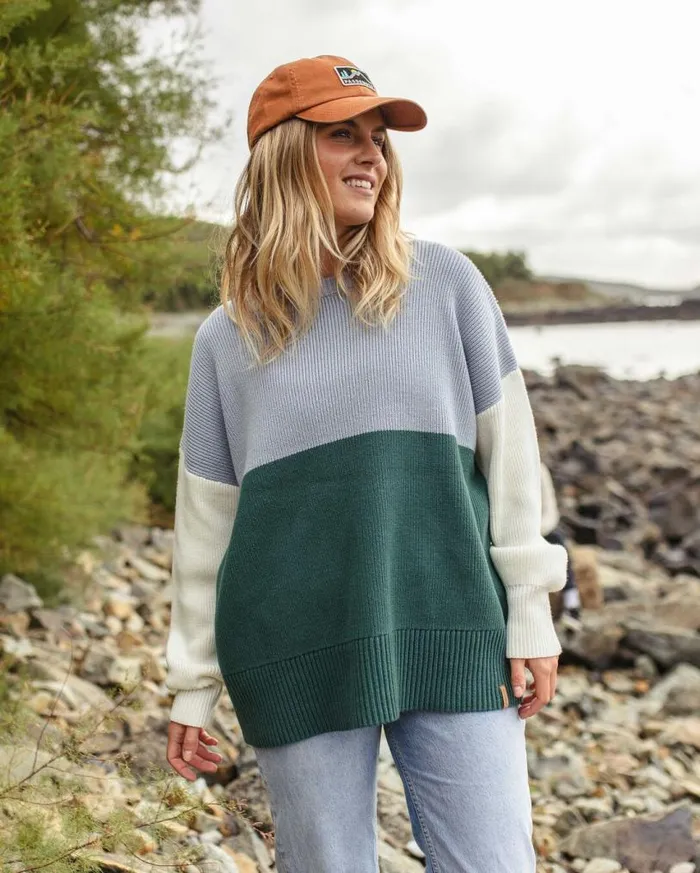Passenger Clothing Gondwana Oversized Knitted Jumper Blue Fog Women Knitwear