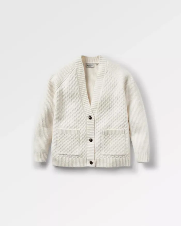 Passenger Clothing Homey Recycled Knitted Cable Cardigan Off White Women Knitwear