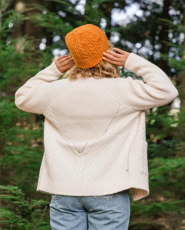 Passenger Clothing Homey Recycled Knitted Cable Cardigan Off White Women Knitwear