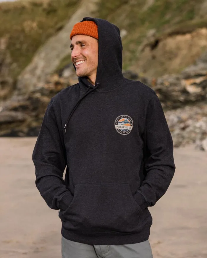 Passenger Clothing Odyssey Organic Cotton Hoodie Ebony Marl Men Hoodies and Sweatshirts