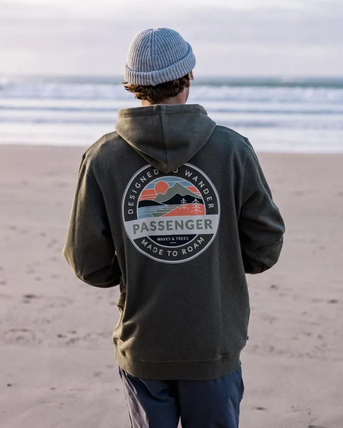 Passenger Clothing Odyssey Organic Cotton Hoodie Khaki Marl Men Hoodies and Sweatshirts