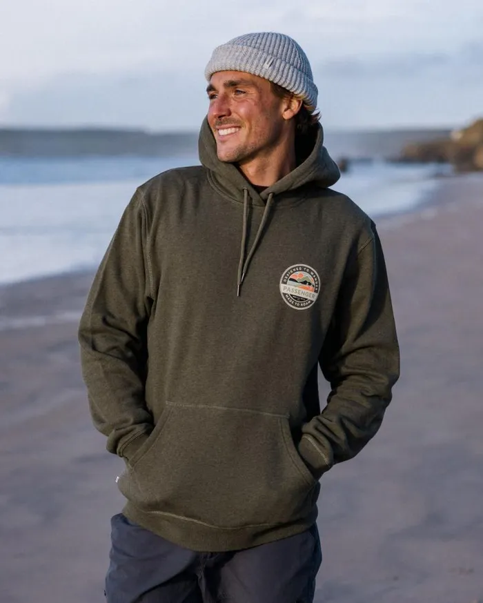 Passenger Clothing Odyssey Organic Cotton Hoodie Khaki Marl Men Hoodies and Sweatshirts