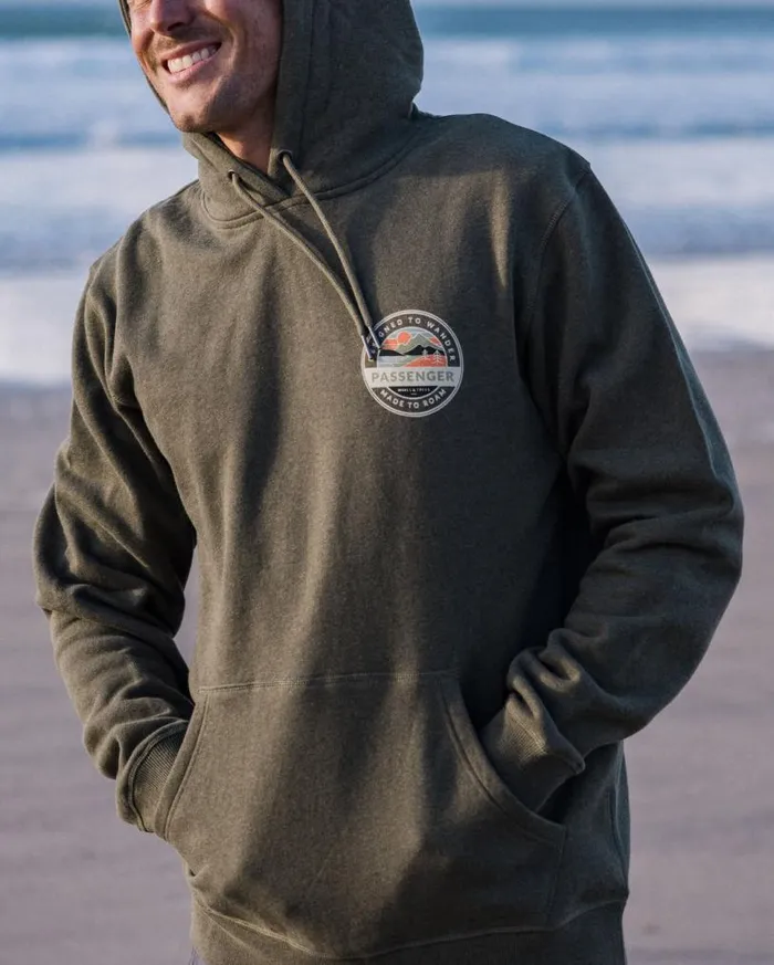 Passenger Clothing Odyssey Organic Cotton Hoodie Khaki Marl Men Hoodies and Sweatshirts
