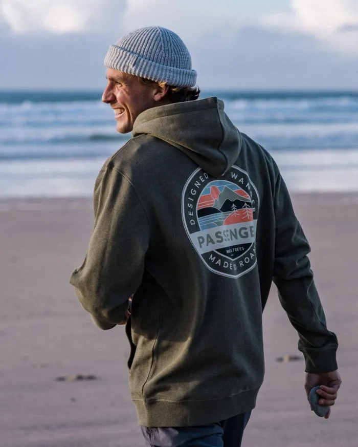 Passenger Clothing Odyssey Organic Cotton Hoodie Khaki Marl Men Hoodies and Sweatshirts