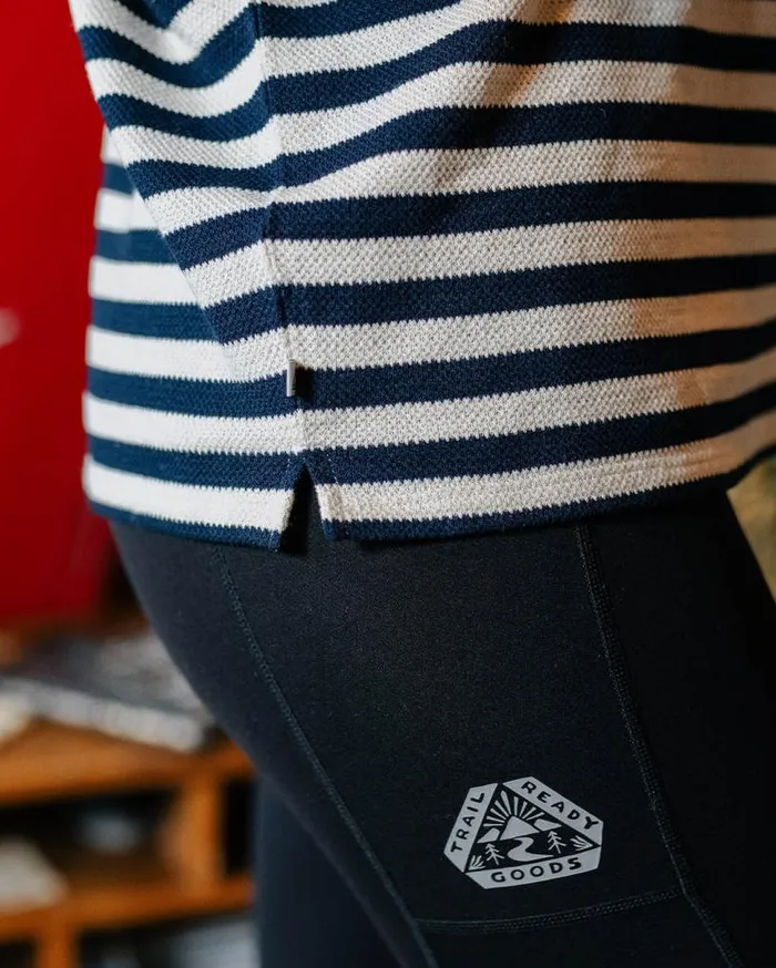 Passenger Clothing Panorama Striped LS TShirt Deep Navy Women Tops and TShirts