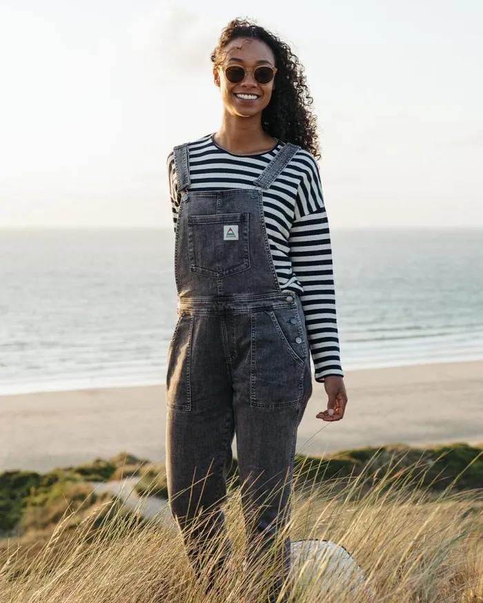 Passenger Clothing Roamist Organic Cotton Dungarees Washed Black Denim Women Dungarees and Trousers
