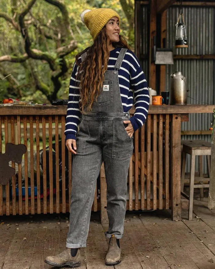 Passenger Clothing Roamist Organic Cotton Dungarees Washed Black Denim Women Dungarees and Trousers