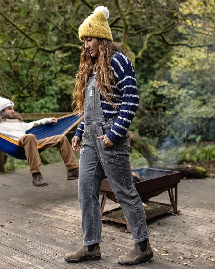 Passenger Clothing Roamist Organic Cotton Dungarees Washed Black Denim Women Dungarees and Trousers