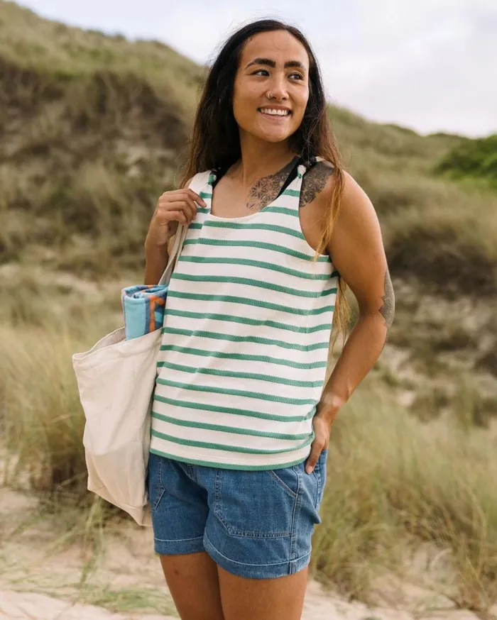 Passenger Clothing Sage Stripe Vest Deep Sea Women Tops and TShirts