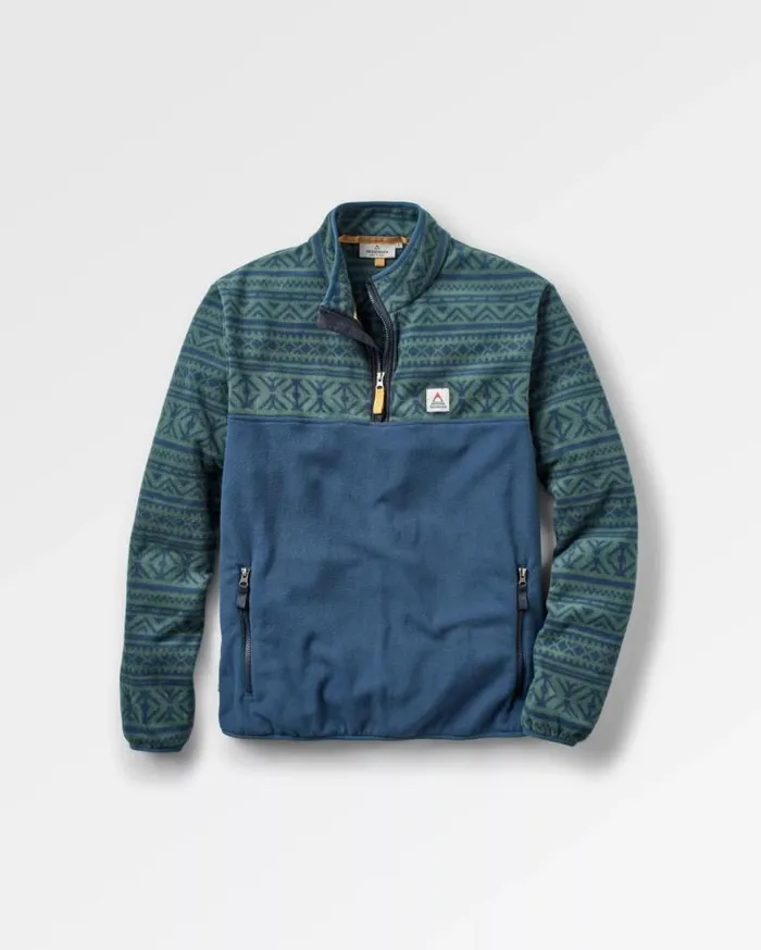 Passenger Clothing Set Off Recycled Polar 14 Zip Fleece Nordic Geo Deep Ocean Men Fleece