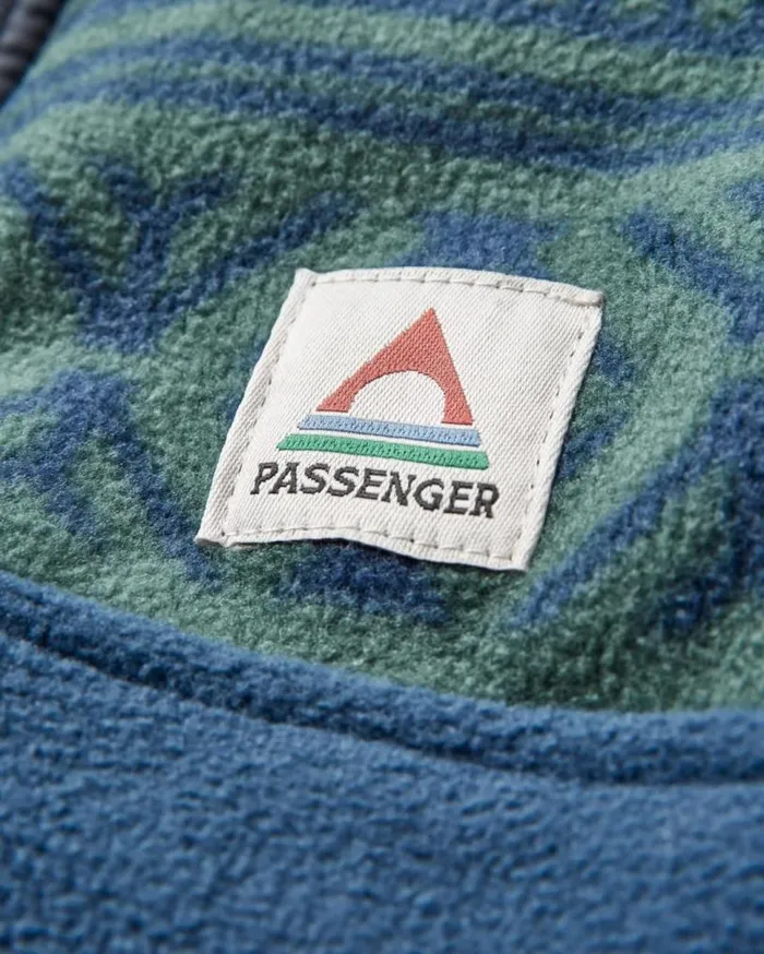 Passenger Clothing Set Off Recycled Polar 14 Zip Fleece Nordic Geo Deep Ocean Men Fleece