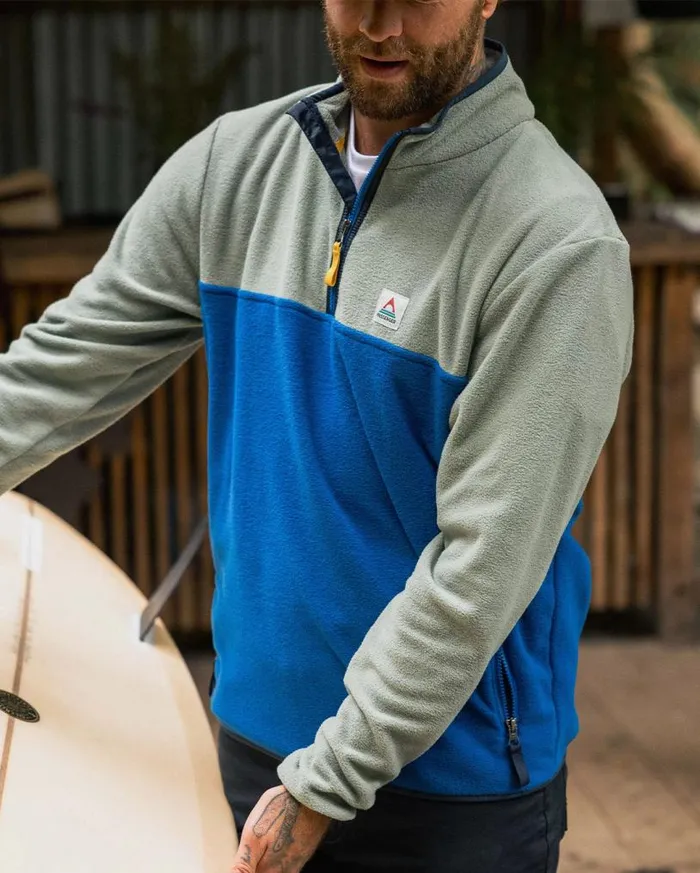 Passenger Clothing Set Off Recycled Polar 14 Zip Fleece Pistachiotrue Blue Men Fleece