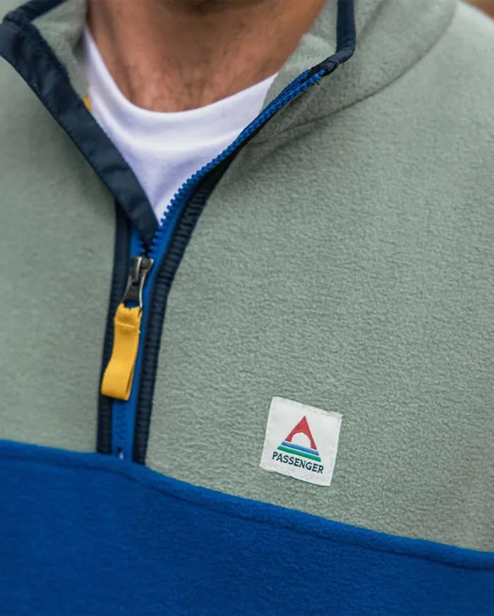 Passenger Clothing Set Off Recycled Polar 14 Zip Fleece Pistachiotrue Blue Men Fleece