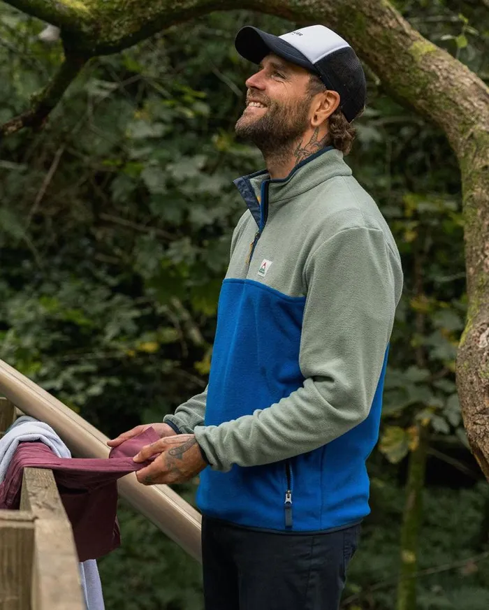 Passenger Clothing Set Off Recycled Polar 14 Zip Fleece Pistachiotrue Blue Men Fleece